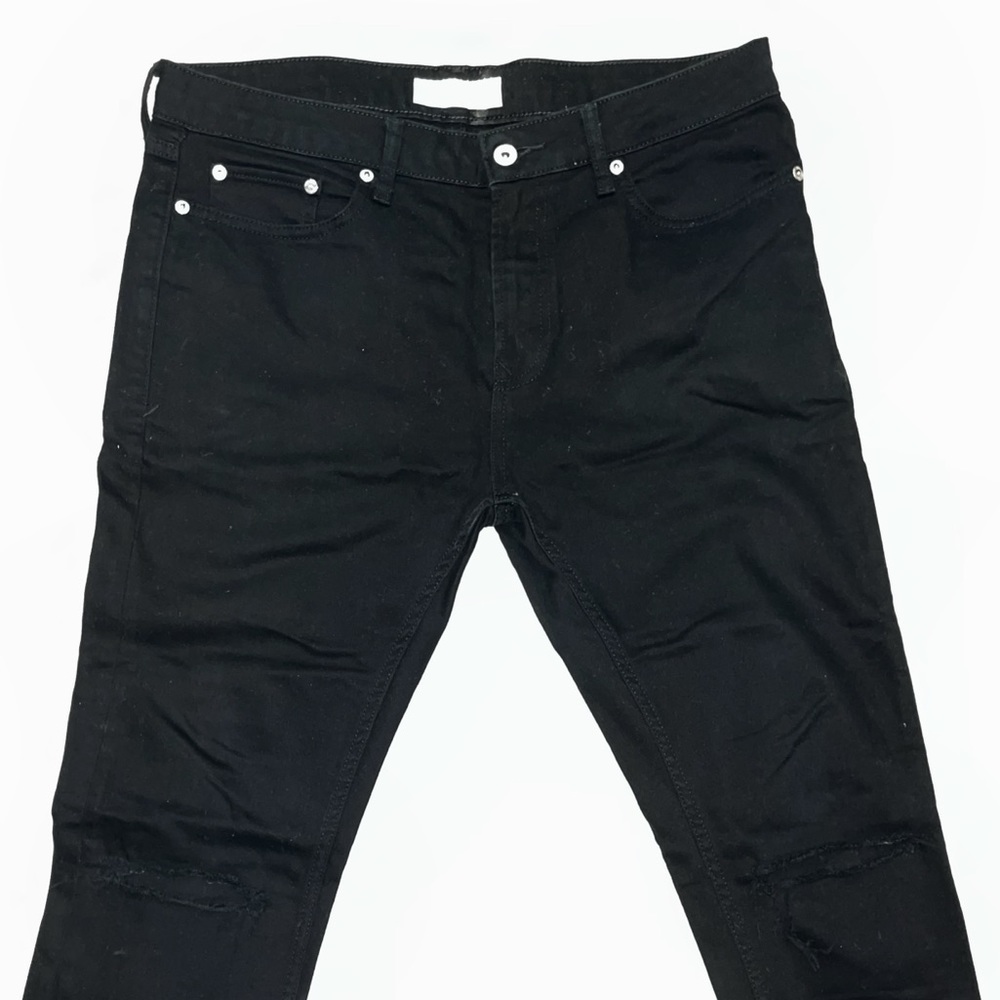 Topman Organic Cotton Blend Skinny Jeans with Rips in Black